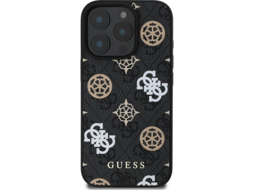 Ochranný kryt na iPhone 16 Pro MAX - Guess, 4G Peony MagSafe Black GUHMP16XP4PWPK