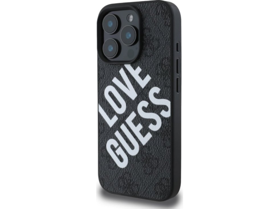 Ochranný kryt na iPhone 16 Pro - Guess, 4G Big Love MagSafe Black GUHMP16LP4PLGWK