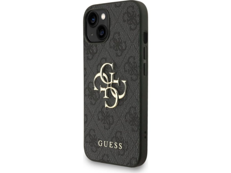 Ochranný kryt na iPhone 15 - Guess, 4G Metal Logo Strap Black GUHCP15SP4GMGSK