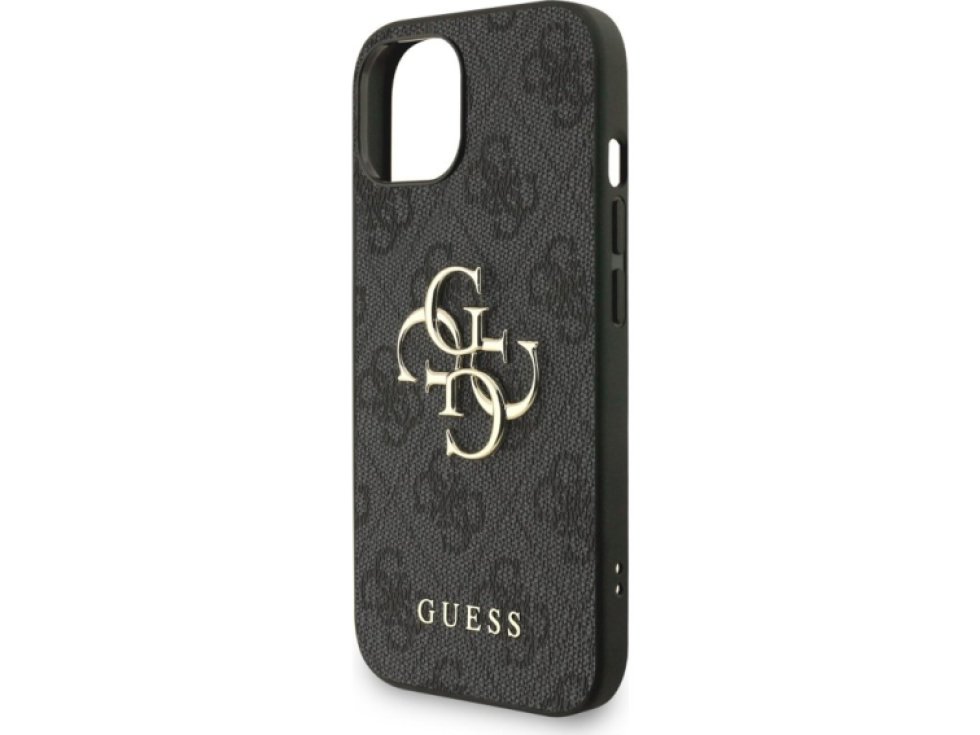 Ochranný kryt na iPhone 15 - Guess, 4G Metal Logo Strap Black GUHCP15SP4GMGSK
