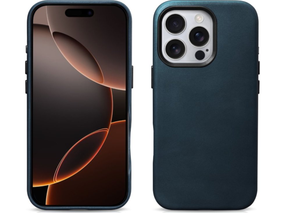 Kožený obal na iPhone 16 Pro MAX - iCarer, OilWax MagSafe Blue 11.01.WMI16240704-BU