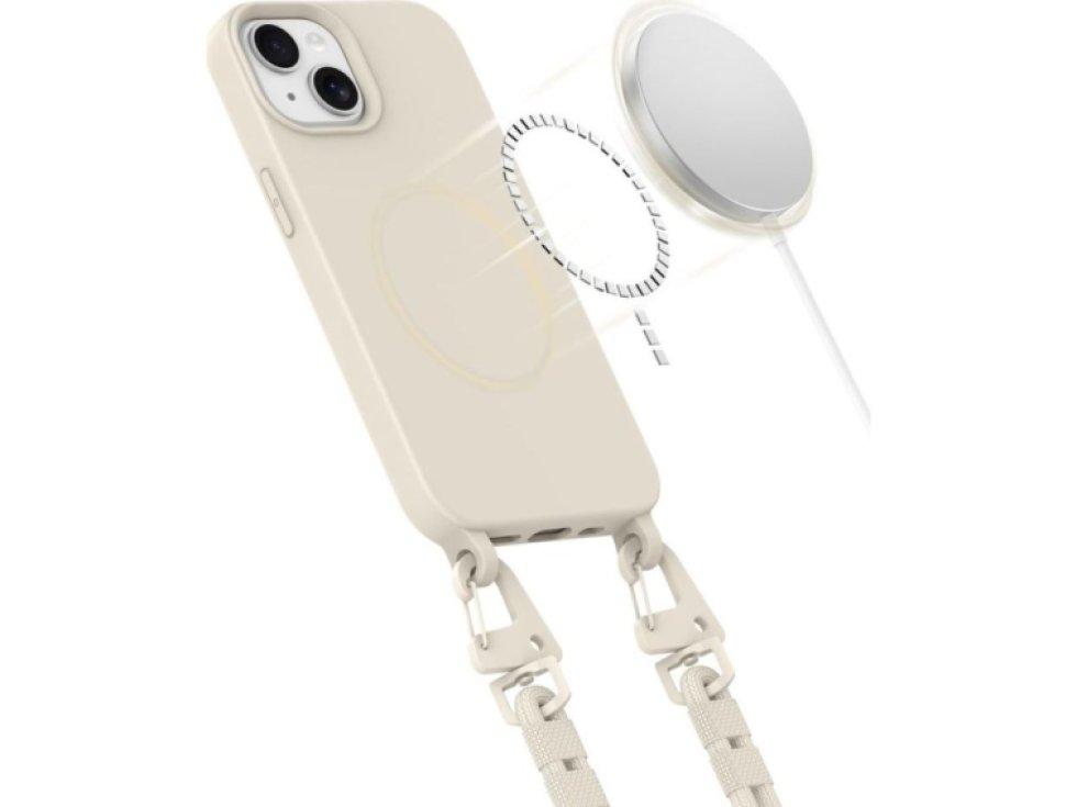Kryt se šňůrkou na iPhone 13 - Tech-Protect, Magnecklace MagSafe Cosmic Latte