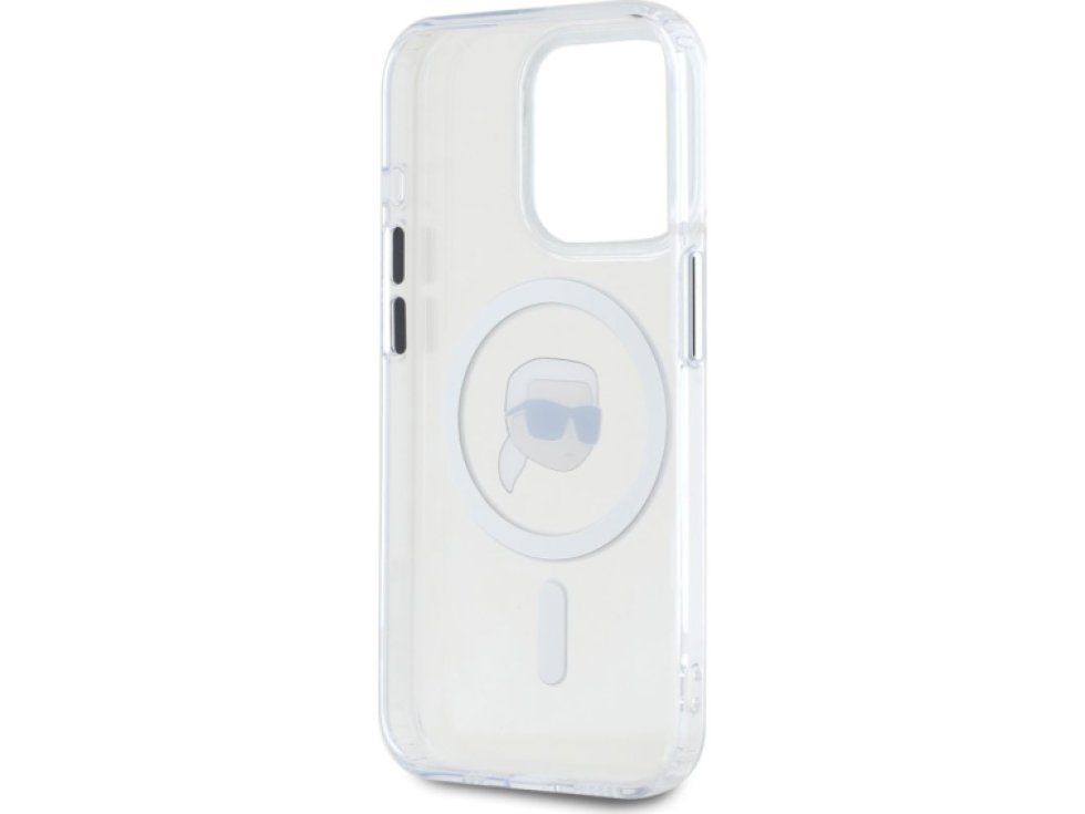 Ochranný kryt na iPhone 15 Pro - Karl Lagerfeld, IML Karl Head MagSafe Transparent KLHMP15LHLSKIH
