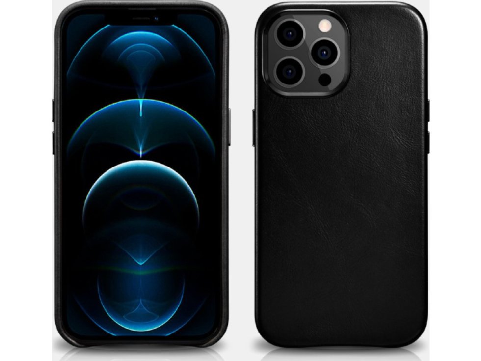 Kožený kryt na iPhone 13 Pro MAX - iCarer, Oil Wax with MagSafe Black 11.01.WMI1304-BK