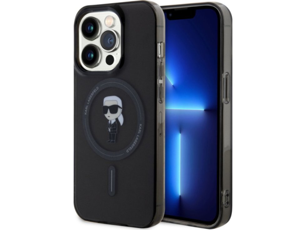 Ochranný kryt na iPhone 15 Pro - Karl Lagerfeld, IML Ikonik MagSafe Black KLHMP15LHFCKNOK