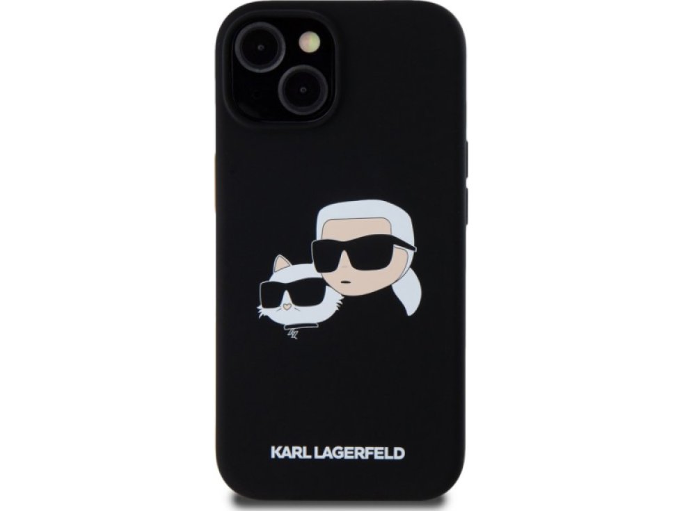 Ochranný kryt na iPhone 15 Pro MAX - Karl Lagerfeld, Double Heads MagSafe Black KLHMP15XSKCHPPLK