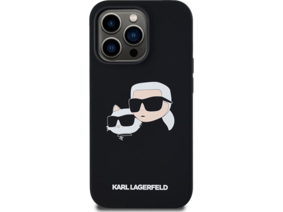 Ochranný kryt na iPhone 14 Pro - Karl Lagerfeld, Double Heads MagSafe Black KLHMP14LSKCHPPLK