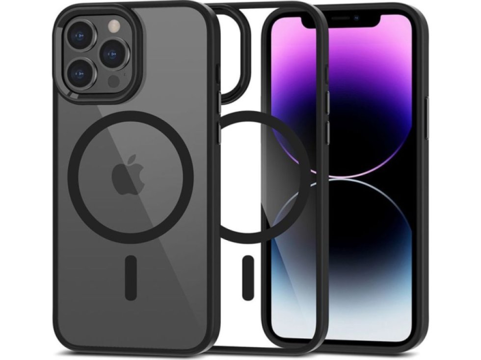 Ochranný kryt pro iPhone 13 Pro MAX - Tech-Protect, Magmat MagSafe Matte Black/Clear