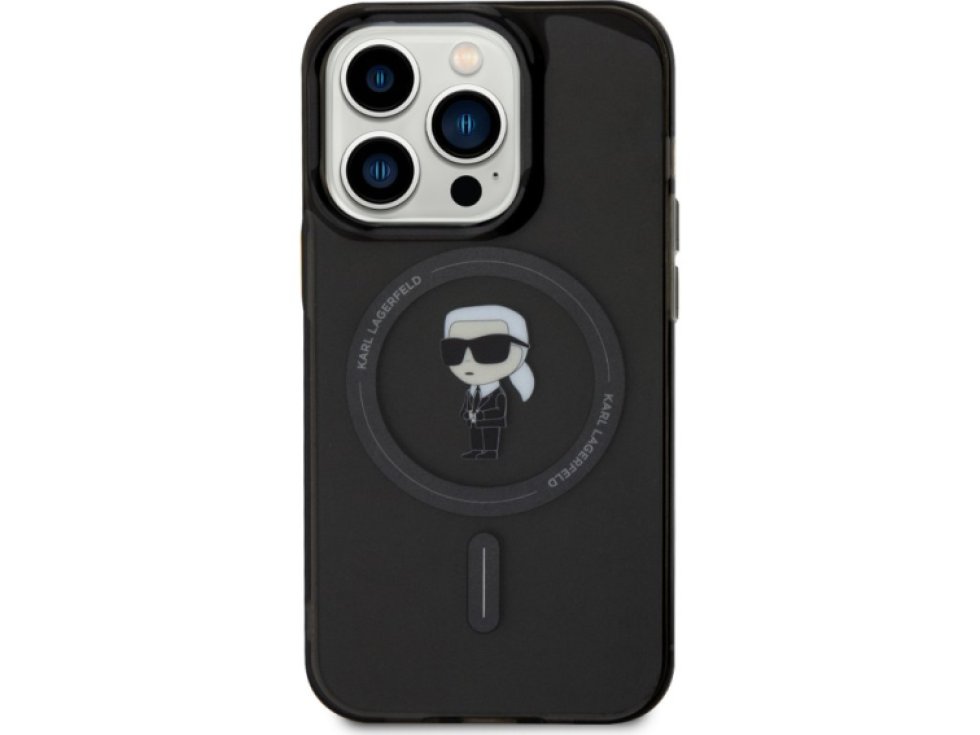Ochranný kryt na iPhone 15 Pro - Karl Lagerfeld, IML Ikonik MagSafe Black KLHMP15LHFCKNOK