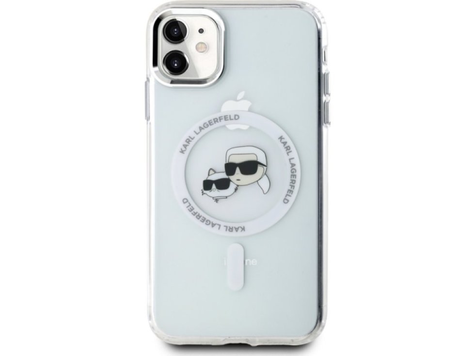 Ochranný kryt na iPhone 11 - Karl Lagerfeld, IML K&CH Heads MagSafe Transparent KLHMN61HLSKCH