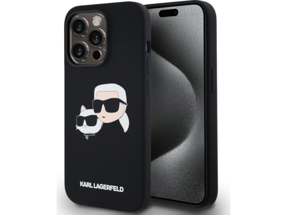 Ochranný kryt na iPhone 14 Pro - Karl Lagerfeld, Double Heads MagSafe Black KLHMP14LSKCHPPLK