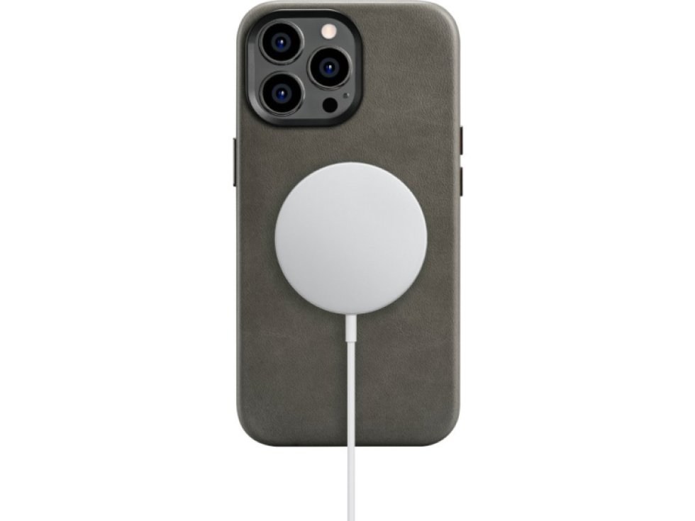 Kožený obal na iPhone 14 Pro - iCarer, OilWax MagSafe Gray WMI14220704-Gray