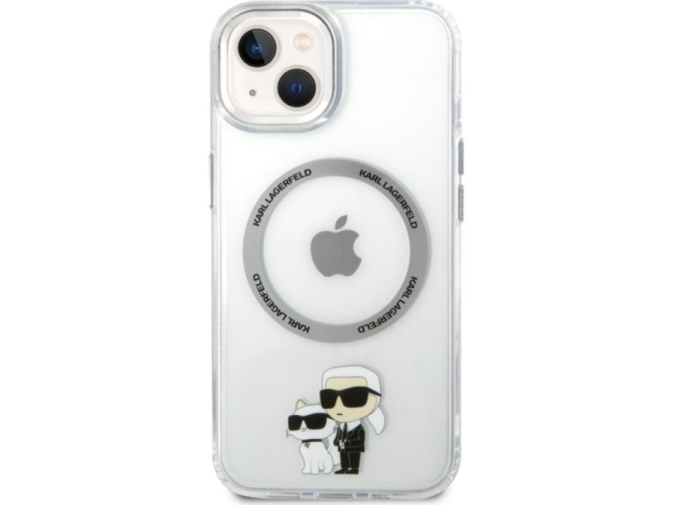 Ochranný kryt pro iPhone 13 - Karl Lagerfeld, IML Karl and Choupette NFT MagSafe Transparent KLHMP13MHNKCIT