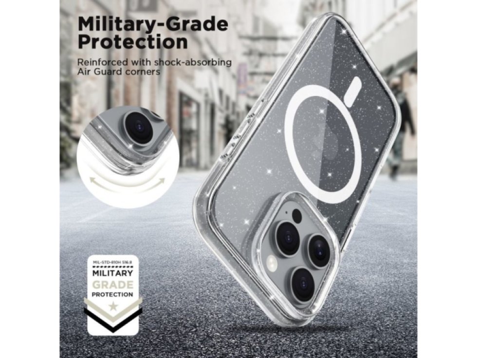 Ochranný kryt na iPhone 16 Pro - Tech-Protect, Flexair Hybrid MagSafe Glitter