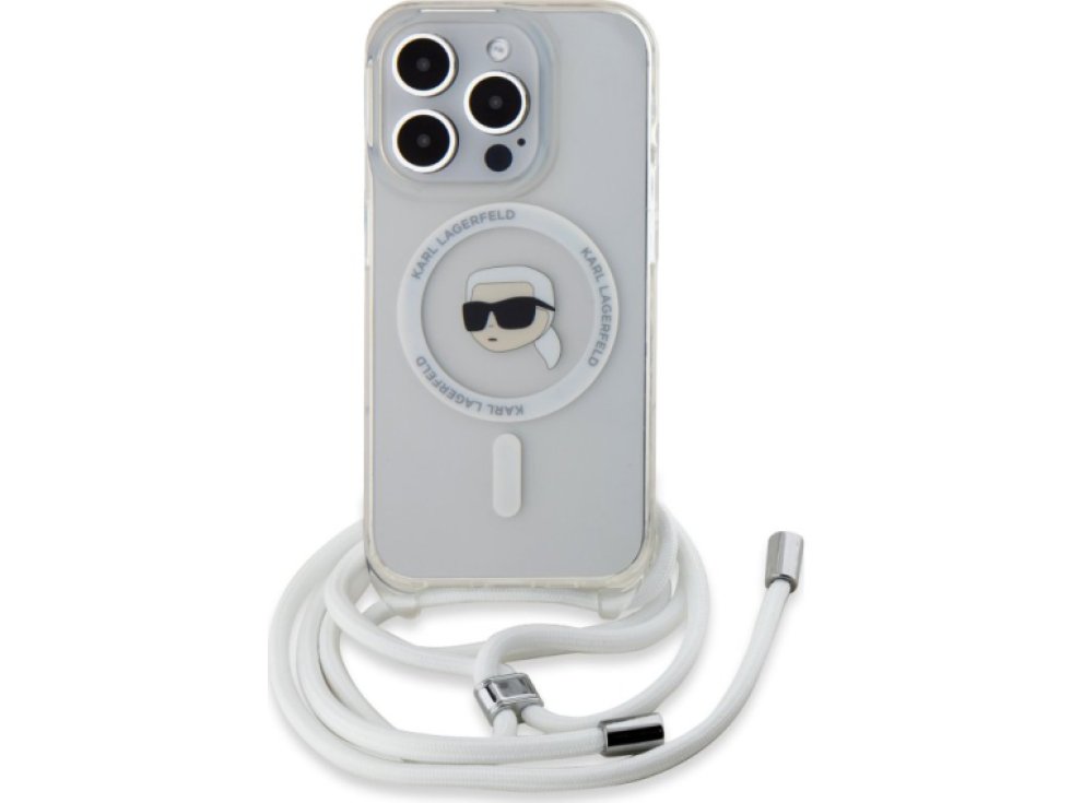 Ochranný kryt na iPhone 15 Pro - Karl Lagerfeld, IML Crossbody Karl Head Magsafe Transparent KLHMP15LHCKHNT