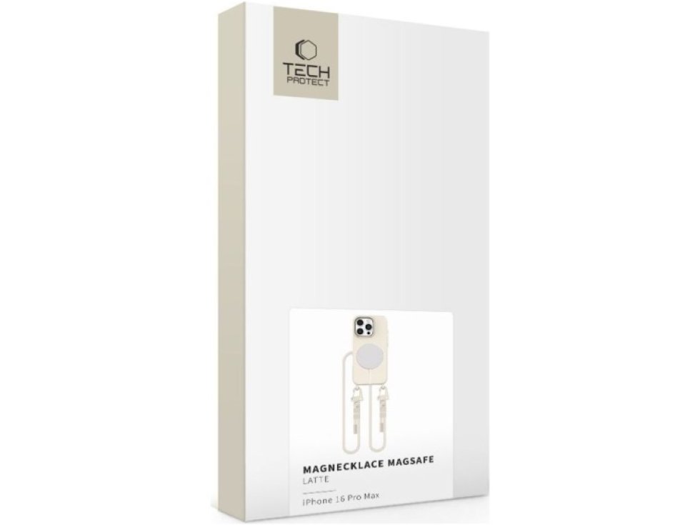 Kryt se šňůrkou na iPhone 16 Pro MAX - Tech-Protect, Magnecklace MagSafe Cosmic Latte