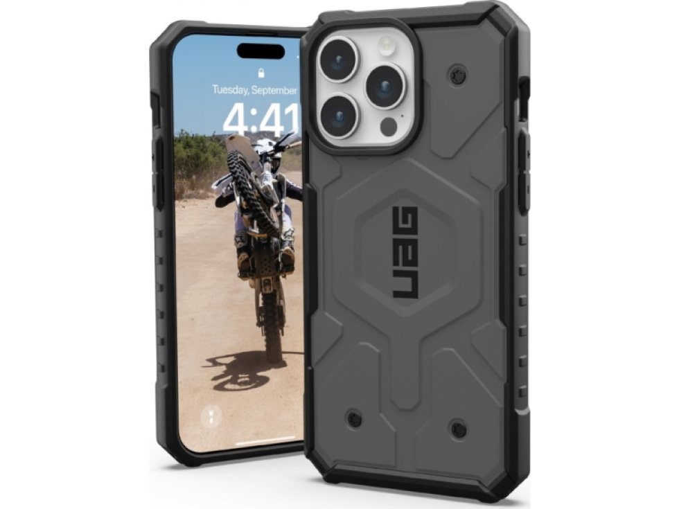 Ochranný kryt na iPhone 15 Pro MAX - UAG, Pathfinder MagSafe Silver