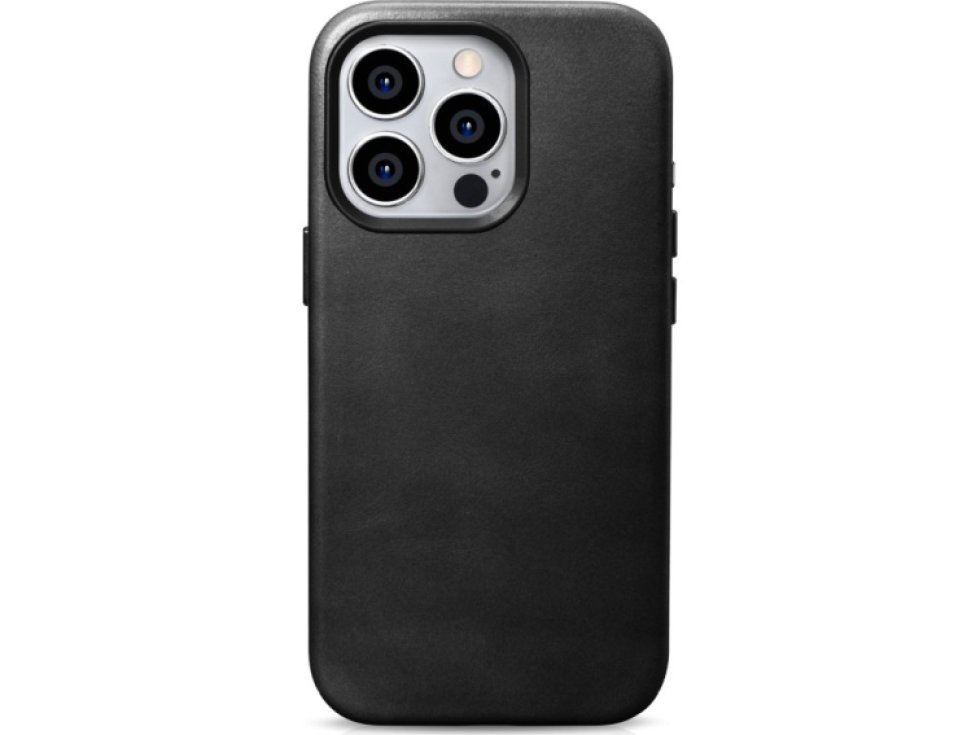 Kožený obal na iPhone 15 Pro MAX - iCarer, OilWax MagSafe Black 11.01.WMI15230604-BK