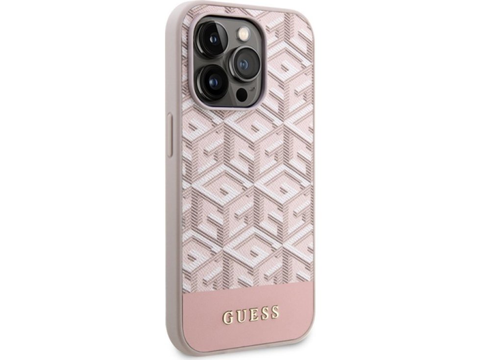 Ochranný kryt pro iPhone 13 Pro - Guess, G Cube MagSafe Pink GUHMP13LHGCFSEP