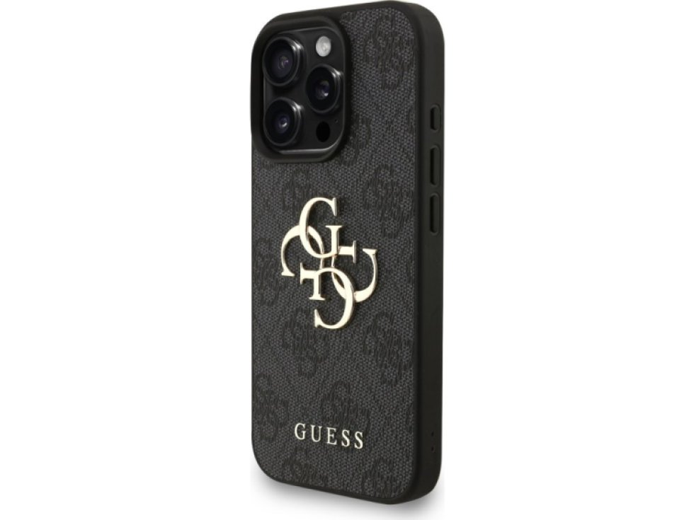 Ochranný kryt na iPhone 16 Pro - Guess, 4G Metal Logo Strap Black GUHCP16LP4GMGSK