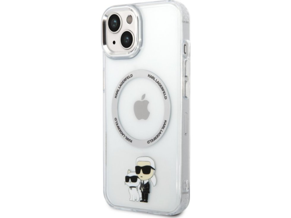 Ochranný kryt na iPhone 15 - Karl Lagerfeld, IML Karl and Choupette NFT MagSafe Transparent KLHMP15SHNKCIT