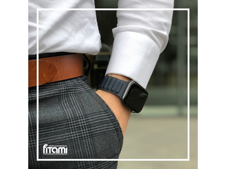 Kožený řemínek s magnetem pro Apple Watch - Tmavě modrý