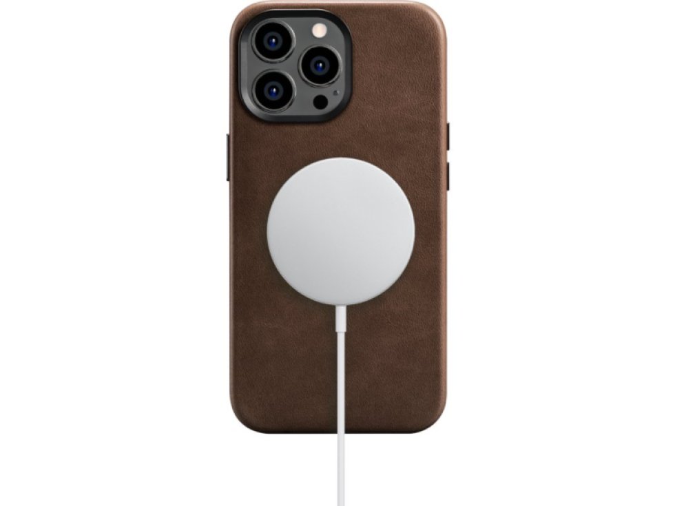 Kožený obal na iPhone 14 Pro MAX - iCarer, OilWax MagSafe Brown WMI14220704-BN