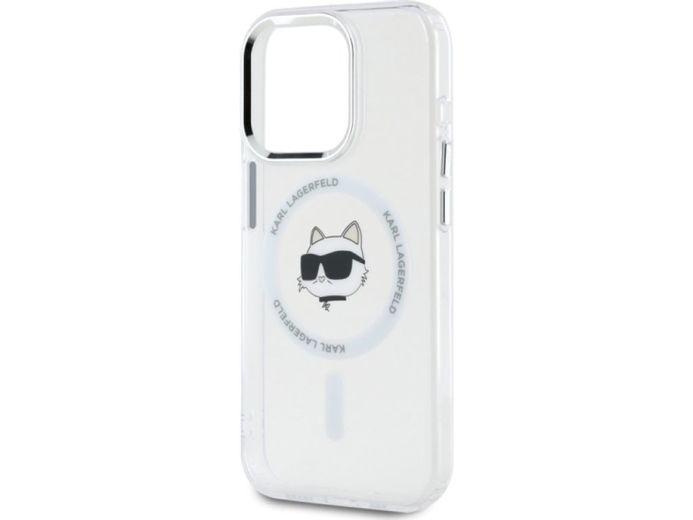 Ochranný kryt na iPhone 15 Pro MAX - Karl Lagerfeld, IML Choupette Head MagSafe Transparent KLHMP15XHLSCHH