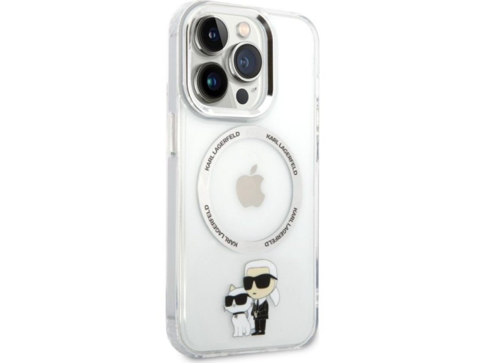 Ochranný kryt pro iPhone 14 Pro - Karl Lagerfeld, IML Karl and Choupette NFT MagSafe Transparent KLHMP14LHNKCIT