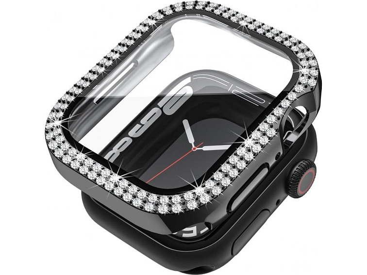 Ochranné dvojité kamínkové pouzdro se sklíčkem pro Apple Watch 44mm