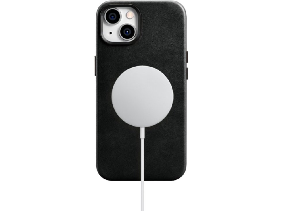 Kožený obal na iPhone 14 - iCarer, OilWax MagSafe Black WMI14220701-BK