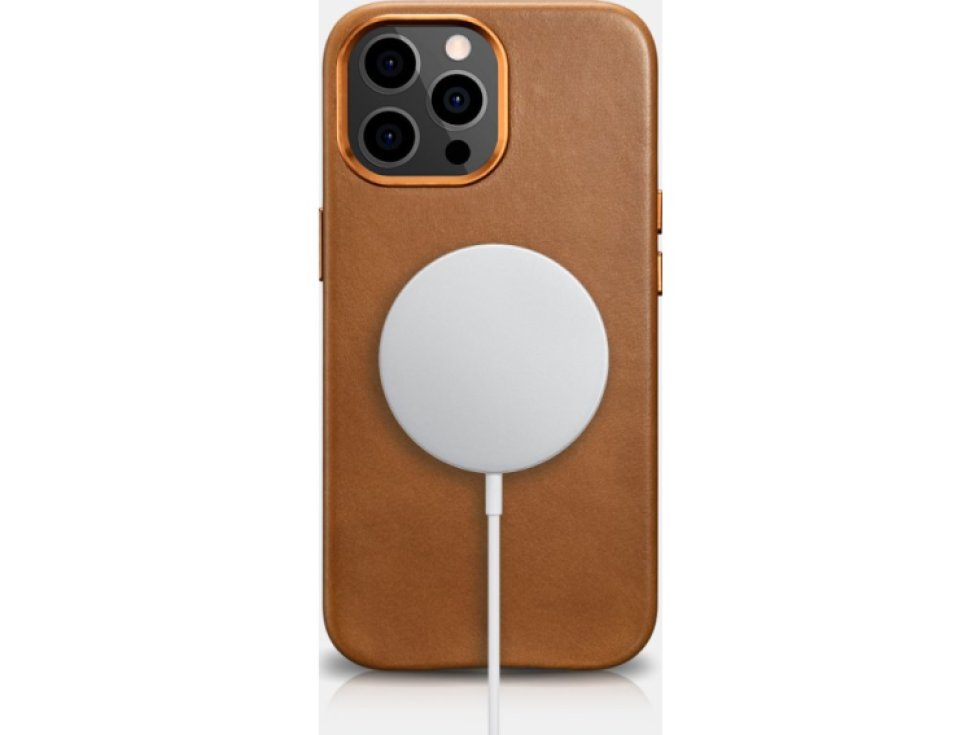 Kožený kryt na iPhone 13 Pro MAX - iCarer, Oil Wax with MagSafe Brown 11.01.WMI1304-BN