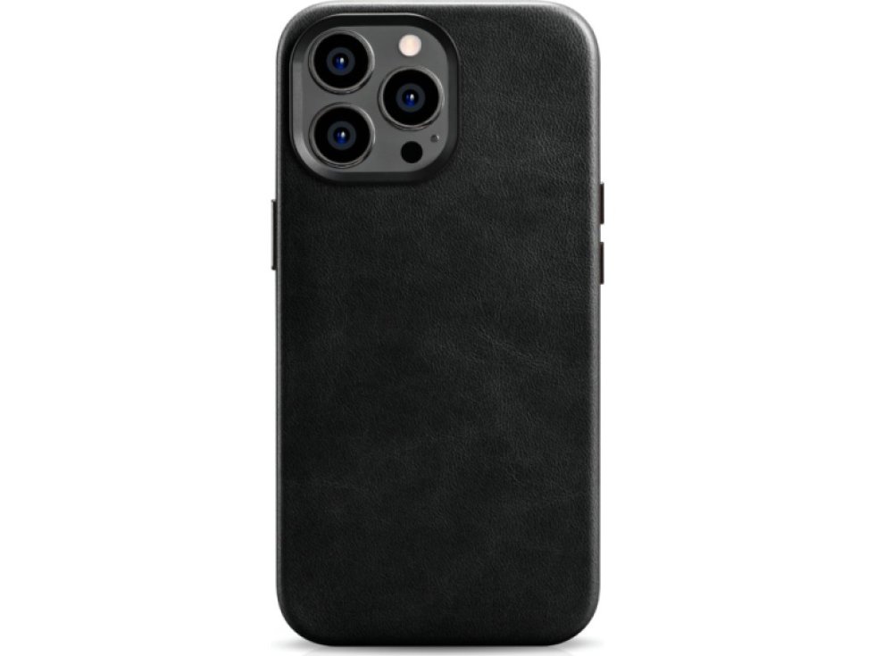 Kožený obal na iPhone 14 Pro MAX - iCarer, OilWax MagSafe Black WMI14220704-BK