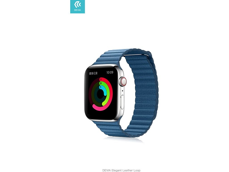Řemínek pro Apple Watch 38mm / 40mm / 41mm / 42mm - Devia, LeatherLoop Cape Cod Blue