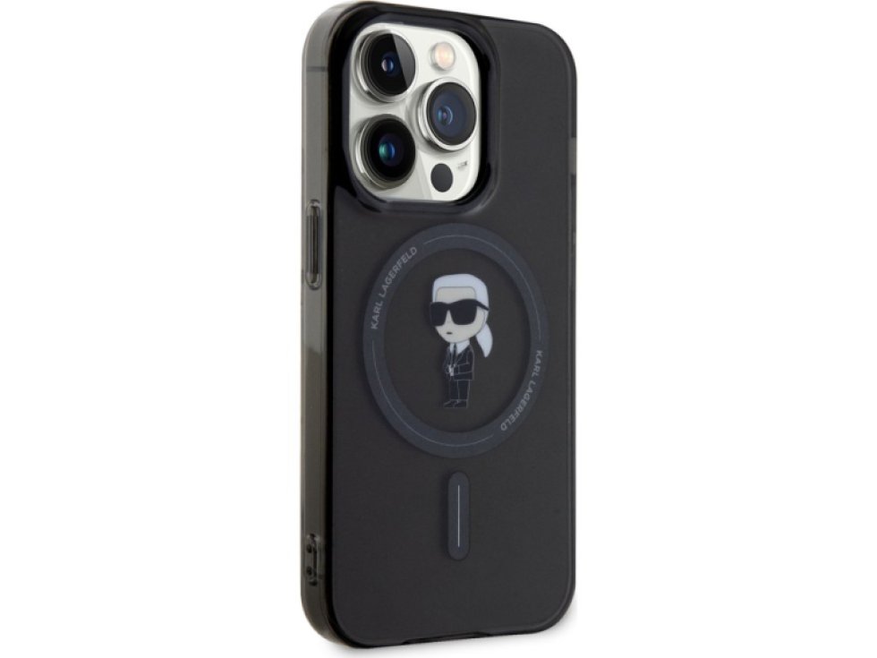 Ochranný kryt na iPhone 15 Pro - Karl Lagerfeld, IML Ikonik MagSafe Black KLHMP15LHFCKNOK