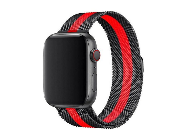 Elegantní řemínek pro Apple Watch v milánském stylu - Červeno-černý