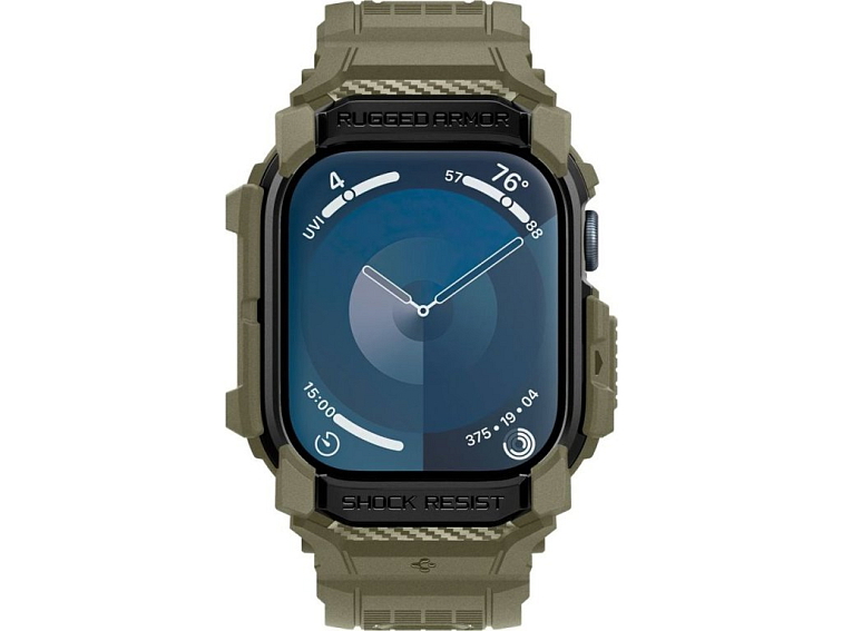 Řemínek s krytem pro Apple Watch 46mm - Spigen, Rugged Armor Pro Vintage Khaki