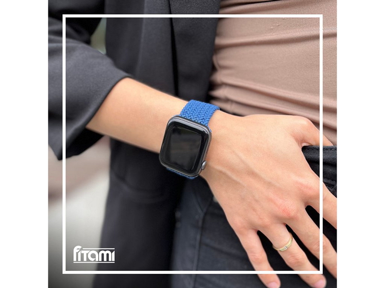 Pletený navlékací řemínek pro Apple Watch - Modrý