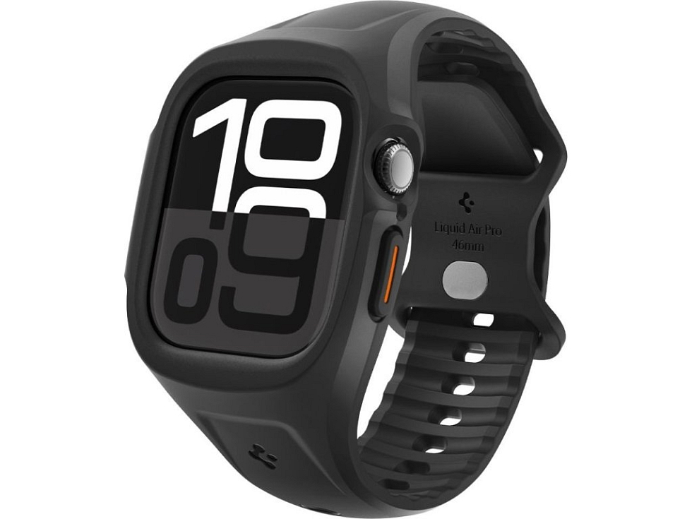 Řemínek s krytem pro Apple Watch 46mm - Spigen, Liquid Air Black