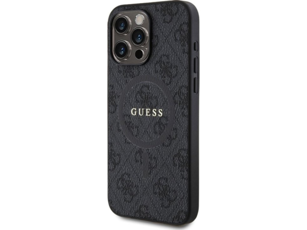 Ochranný kryt na iPhone 15 Pro MAX - Guess, 4G Colored Ring MagSafe Black GUHMP15XG4GFRK