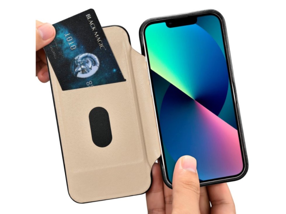 Knížkové pouzdro pro iPhone 14 - iCarer, Curved Edge MagSafe Black AKI14220705-BK