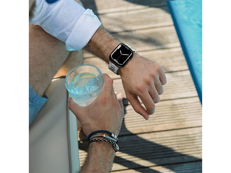 Řemínek na Apple Watch 44mm / 45mm / 46mm / 49mm - Tech-Protect, Stainless Line Black