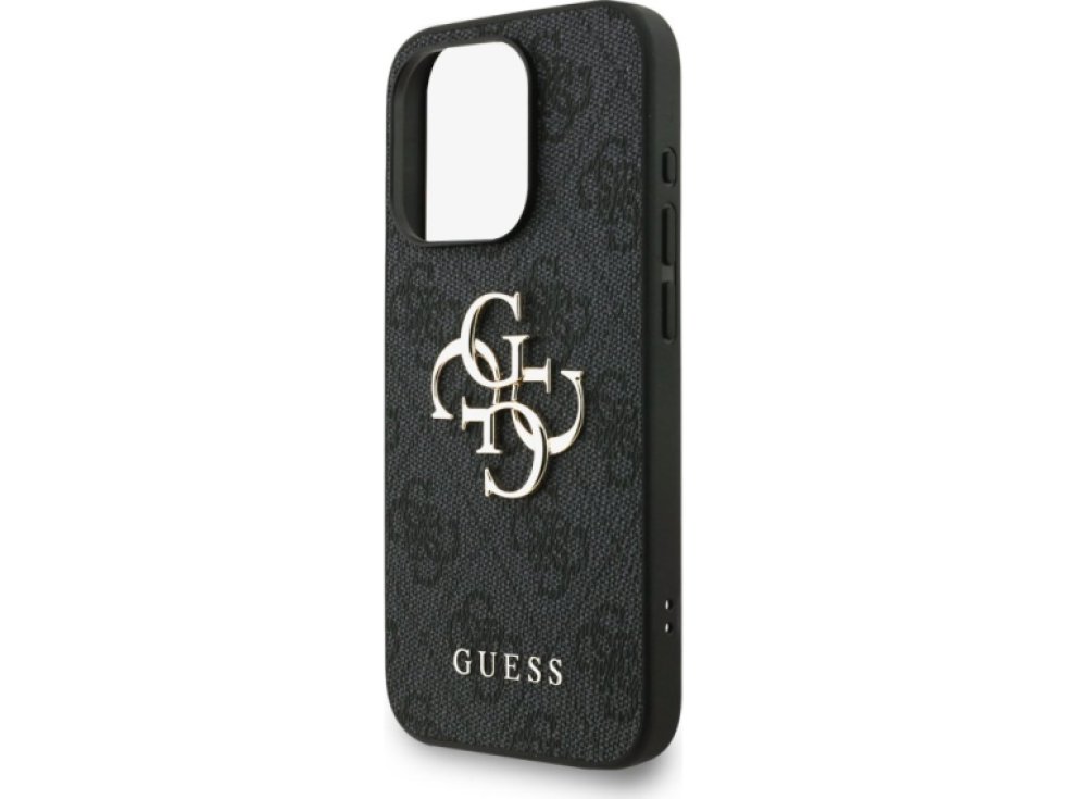 Ochranný kryt na iPhone 15 Pro MAX - Guess, 4G Metal Logo Strap Black GUHCP15XP4GMGSK