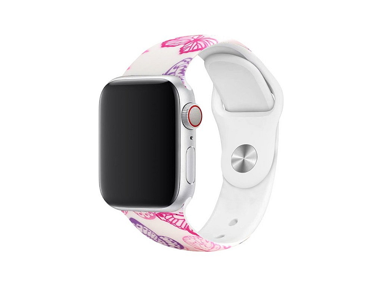 Řemínek s potiskem pro Apple Watch - Růžoví motýli
