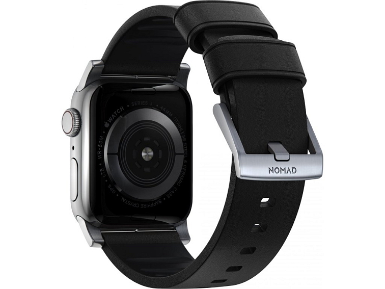 Kožený pásek / řemínek pro Apple Watch 44mm / 45mm / 46mm / 49mm - Nomad, Active Pro Black Silver