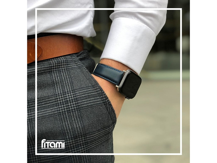 Kožený řemínek pro Apple Watch - Tmavě modrý