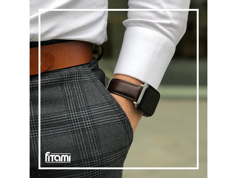 Kožený řemínek pro Apple Watch - Tmavě hnědý