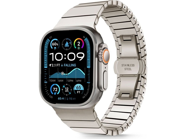 Řemínek na Apple Watch 44mm / 45mm / 46mm / 49mm - Tech-Protect, Stainless Classic Linkband Titanium