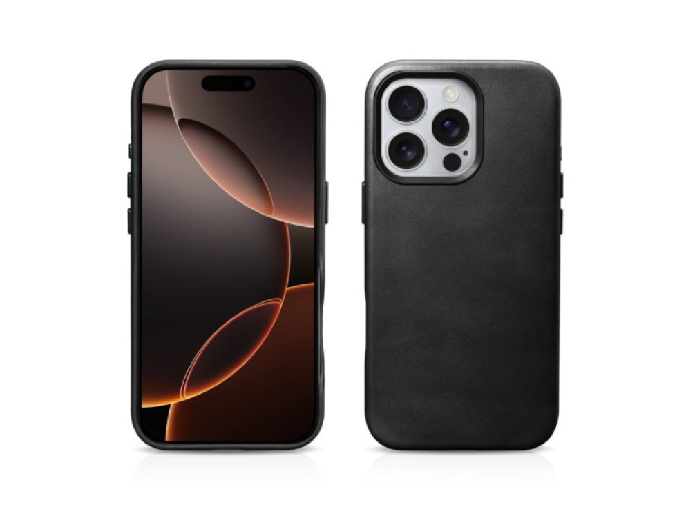 Kožený obal na iPhone 16 Pro MAX - iCarer, OilWax MagSafe Black 11.01.WMI16240704-BK