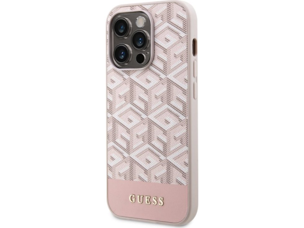 Ochranný kryt pro iPhone 13 Pro - Guess, G Cube MagSafe Pink GUHMP13LHGCFSEP